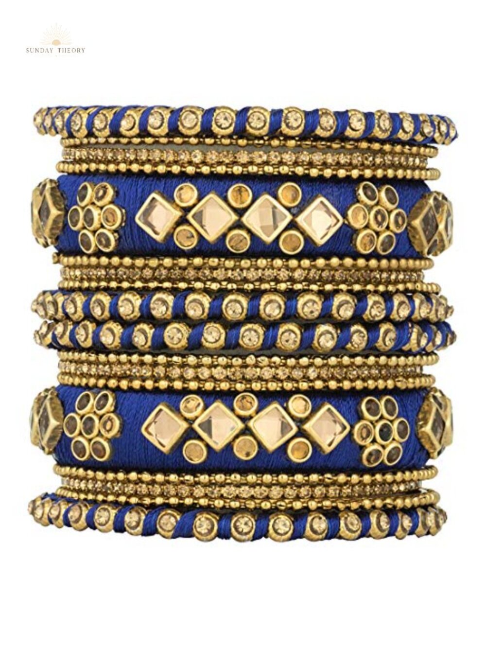 Silk Thread Faux Stone Bangle Set Handmade Ethnic Chudha Bracelet